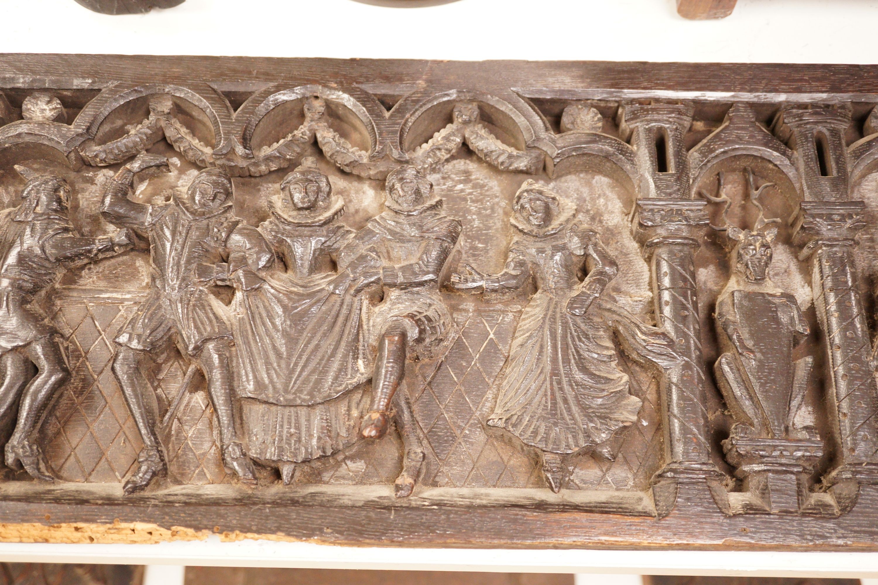 T. H. Bayly, Mistletoe Bough oak panel, with accompanying ‘Rogers’ book and poem, 122cm long